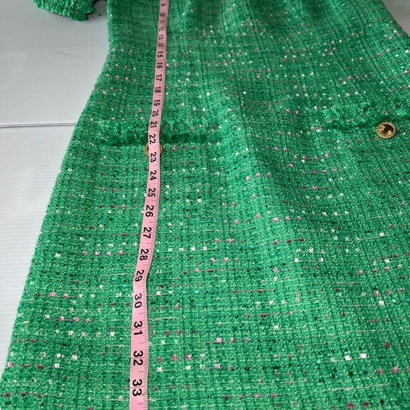 Lilly Pulitzer Ryner Boucle Kelly Green Tweed Midi Dress Size 8 - Picture 6 of 14